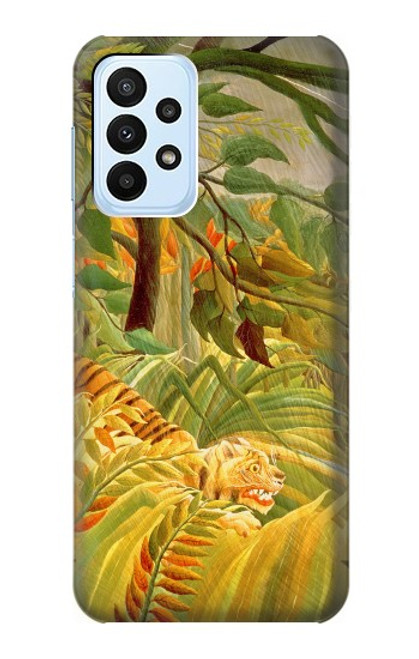 W3344 Henri Rousseau Tigre dans une tempête tropicale Etui Coque Housse et Flip Housse Cuir pour Samsung Galaxy A23