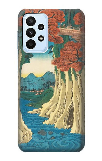 W3348 Utagawa Hiroshige Le singe Pont Etui Coque Housse et Flip Housse Cuir pour Samsung Galaxy A23