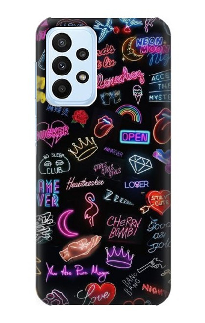 W3433 Néon graphique millésimé Etui Coque Housse et Flip Housse Cuir pour Samsung Galaxy A23