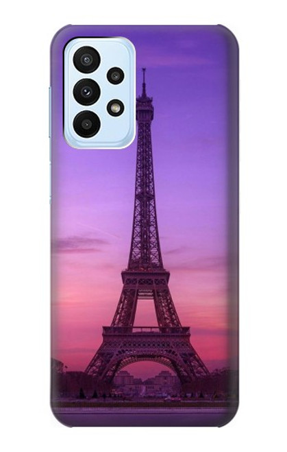 W3447 Paris Eiffel Le coucher du soleil Etui Coque Housse et Flip Housse Cuir pour Samsung Galaxy A23