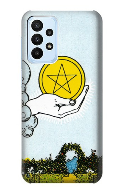 W3722 Carte de tarot Pièces de l'As des Pentacles Etui Coque Housse et Flip Housse Cuir pour Samsung Galaxy A23