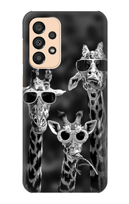 W2327 Girafes avec lunettes de soleil Etui Coque Housse et Flip Housse Cuir pour Samsung Galaxy A33 5G
