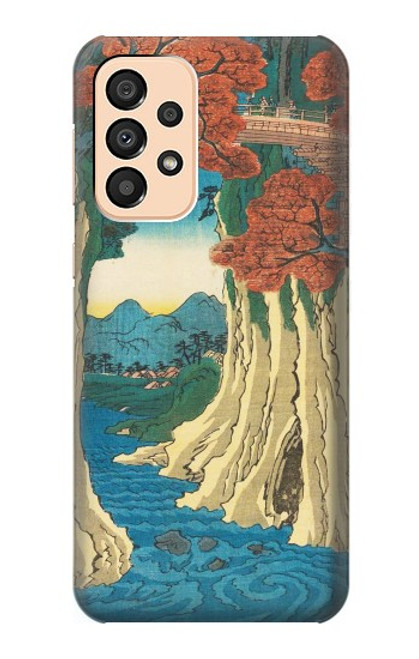 W3348 Utagawa Hiroshige Le singe Pont Etui Coque Housse et Flip Housse Cuir pour Samsung Galaxy A33 5G