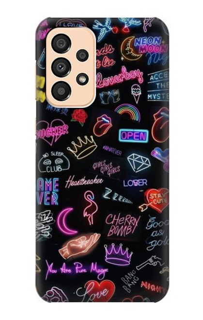 W3433 Néon graphique millésimé Etui Coque Housse et Flip Housse Cuir pour Samsung Galaxy A33 5G