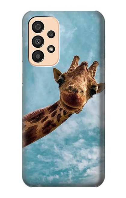 W3680 Girafe de sourire mignon Etui Coque Housse et Flip Housse Cuir pour Samsung Galaxy A33 5G