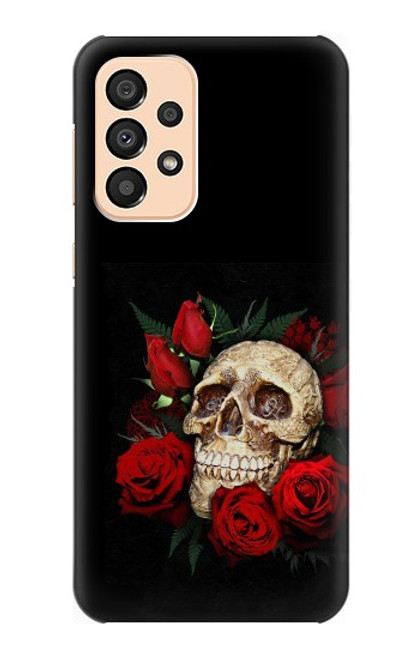 W3753 Roses de crâne gothique sombre Etui Coque Housse et Flip Housse Cuir pour Samsung Galaxy A33 5G