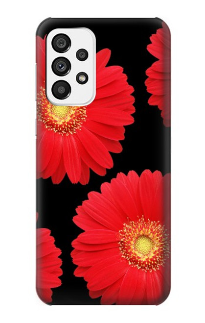 W2478 fleur rouge Daisy Etui Coque Housse et Flip Housse Cuir pour Samsung Galaxy A73 5G