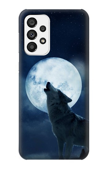 W3693 Pleine lune du loup blanc sinistre Etui Coque Housse et Flip Housse Cuir pour Samsung Galaxy A73 5G