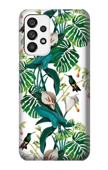 W3697 Oiseaux de la vie des feuilles Etui Coque Housse et Flip Housse Cuir pour Samsung Galaxy A73 5G