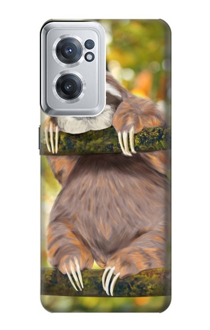 W3138 Peinture mignon bébé Sloth Etui Coque Housse et Flip Housse Cuir pour OnePlus Nord CE 2 5G