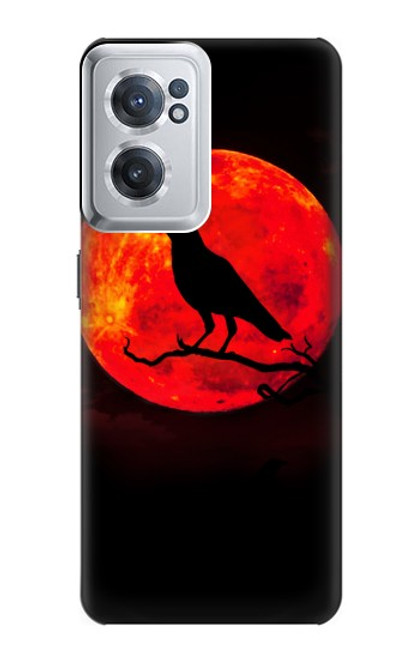 W3328 Corbeau Rouge Lune Etui Coque Housse et Flip Housse Cuir pour OnePlus Nord CE 2 5G