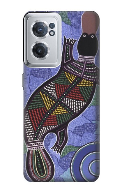 W3387 Platypus Art aborigène d'Australie Etui Coque Housse et Flip Housse Cuir pour OnePlus Nord CE 2 5G