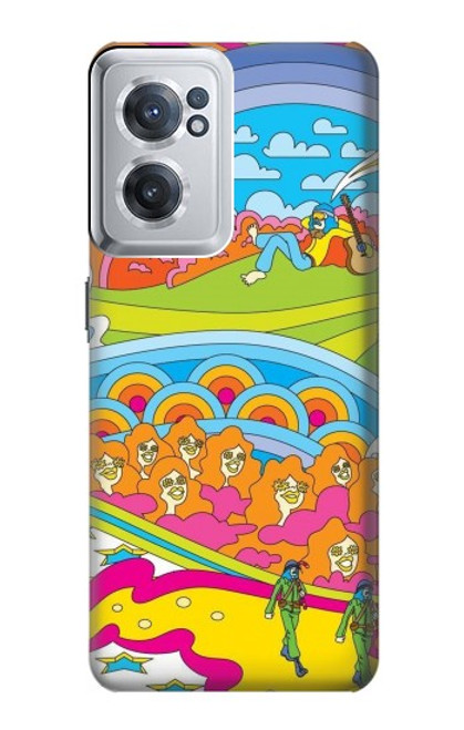 W3407 hippie Art Etui Coque Housse et Flip Housse Cuir pour OnePlus Nord CE 2 5G