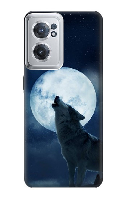 W3693 Pleine lune du loup blanc sinistre Etui Coque Housse et Flip Housse Cuir pour OnePlus Nord CE 2 5G