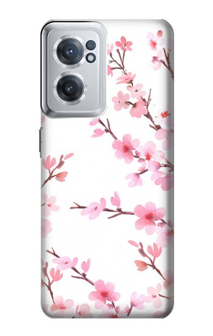 W3707 Fleur de cerisier rose fleur de printemps Etui Coque Housse et Flip Housse Cuir pour OnePlus Nord CE 2 5G