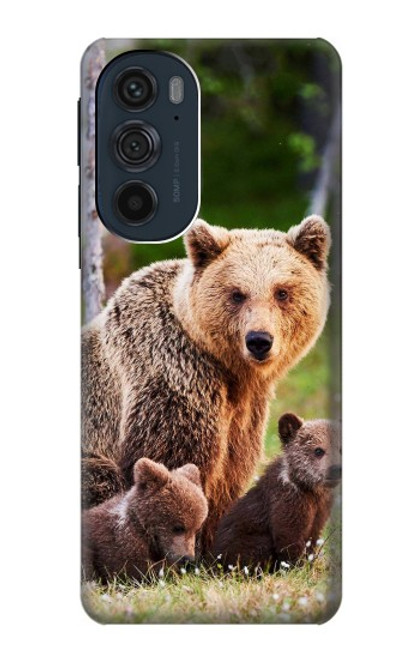 W3558 Famille d'ours Etui Coque Housse et Flip Housse Cuir pour Motorola Edge 30 Pro