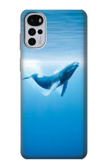 W0843 Baleine bleue Etui Coque Housse et Flip Housse Cuir pour Motorola Moto G22