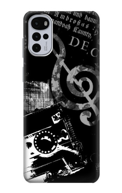 W3197 Musique Cassette note Etui Coque Housse et Flip Housse Cuir pour Motorola Moto G22