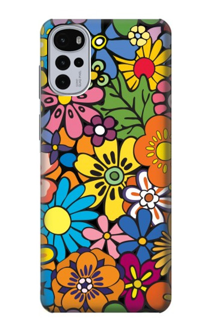 W3281 Motif coloré Hippie Fleurs Etui Coque Housse et Flip Housse Cuir pour Motorola Moto G22