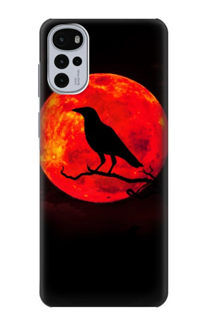 W3328 Corbeau Rouge Lune Etui Coque Housse et Flip Housse Cuir pour Motorola Moto G22