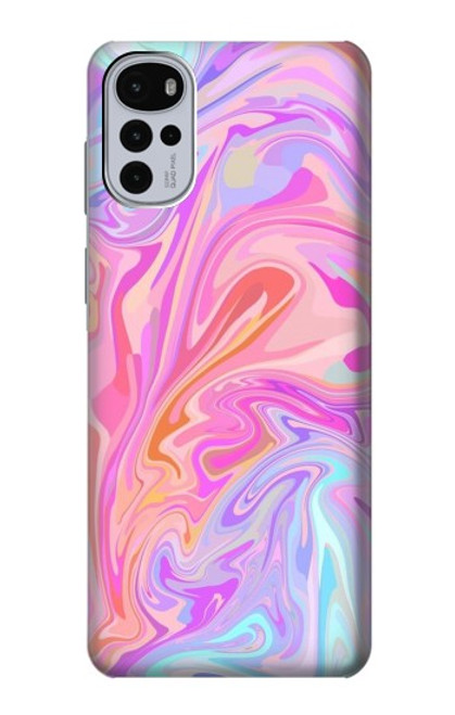 W3444 Art numérique liquide coloré Etui Coque Housse et Flip Housse Cuir pour Motorola Moto G22