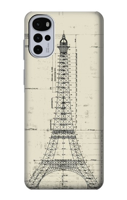 W3474 Dessin Architectural Eiffel Etui Coque Housse et Flip Housse Cuir pour Motorola Moto G22