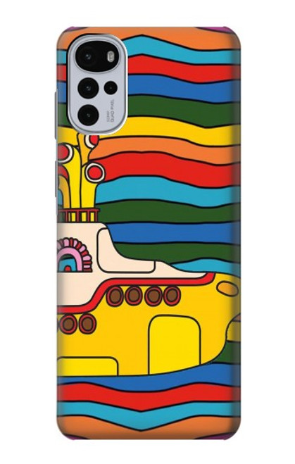 W3599 Hippie submarin Jaune Etui Coque Housse et Flip Housse Cuir pour Motorola Moto G22