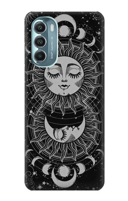 W3854 Visage de soleil mystique Croissant de lune Etui Coque Housse et Flip Housse Cuir pour Motorola Moto G Stylus 5G (2022)