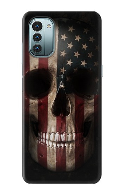W3850 Crâne de drapeau américain Etui Coque Housse et Flip Housse Cuir pour Nokia G11, G21