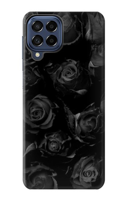 W3153 Noir Roses Etui Coque Housse et Flip Housse Cuir pour Samsung Galaxy M53