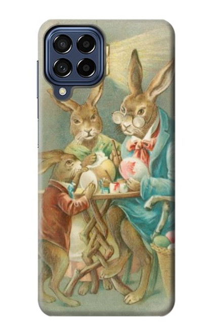 W3164 Famille Lapin de Pâques Etui Coque Housse et Flip Housse Cuir pour Samsung Galaxy M53