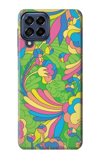 W3273 Fleur Ligne Motif Art Etui Coque Housse et Flip Housse Cuir pour Samsung Galaxy M53