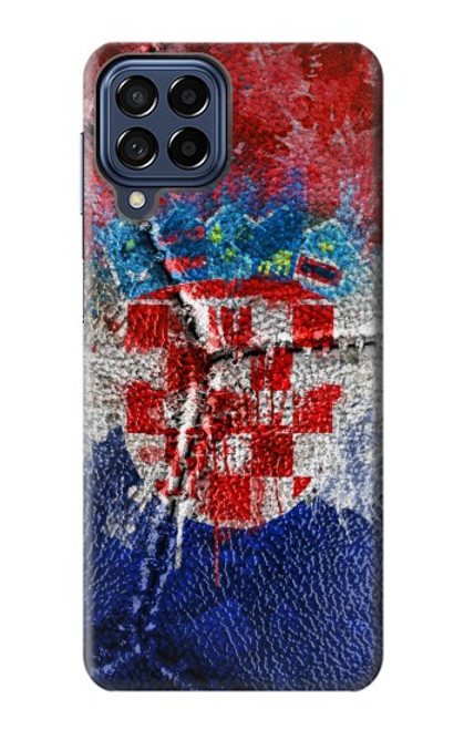 W3313 Croatie Drapeau graphique Football Millésime Etui Coque Housse et Flip Housse Cuir pour Samsung Galaxy M53