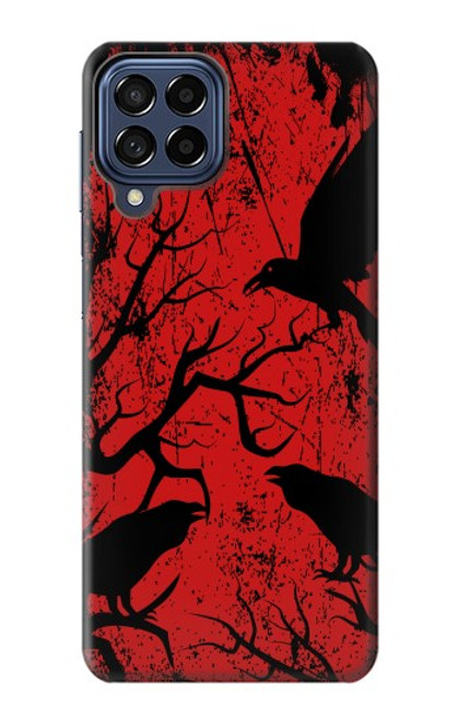 W3325 Corbeau Noir Sang Arbre Etui Coque Housse et Flip Housse Cuir pour Samsung Galaxy M53