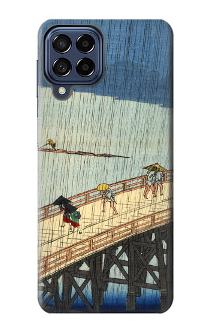 W3347 Utagawa Hiroshige douche soudaine Etui Coque Housse et Flip Housse Cuir pour Samsung Galaxy M53