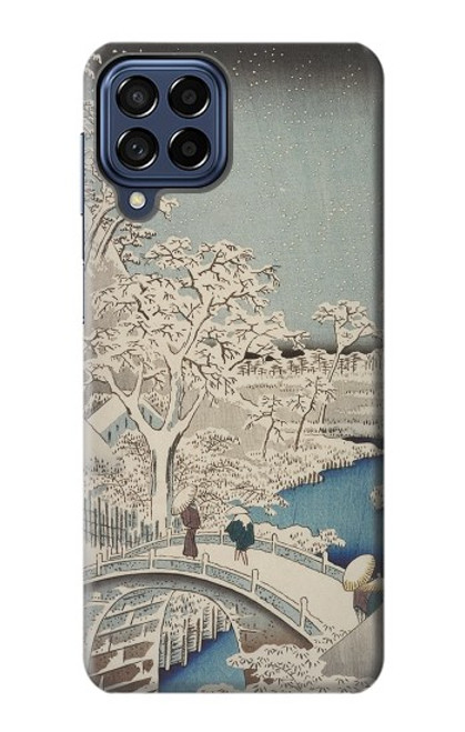 W3350 Utagawa Hiroshige Tambour Pont Yuhi Hill à Meguro Etui Coque Housse et Flip Housse Cuir pour Samsung Galaxy M53