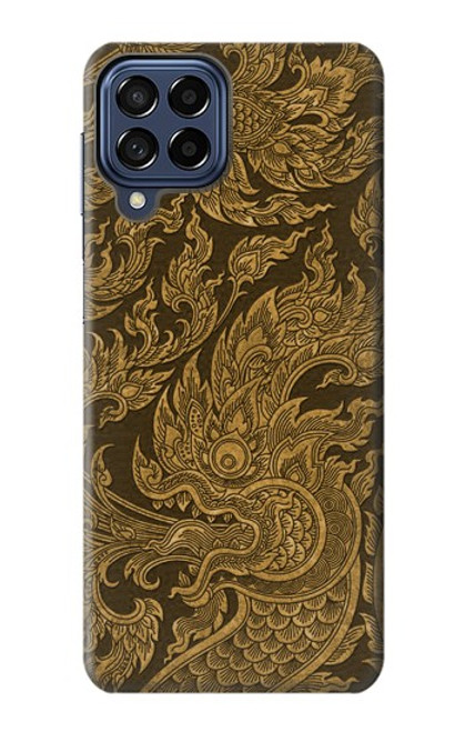 W3382 Art de la peinture thaïlandaise Naga Etui Coque Housse et Flip Housse Cuir pour Samsung Galaxy M53