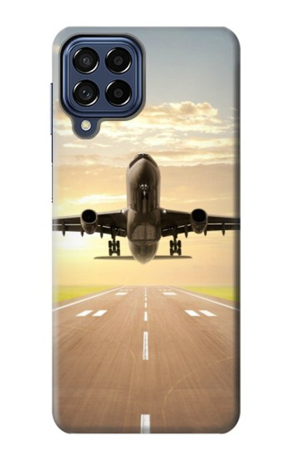 W3837 Avion Décollage Sunrise Etui Coque Housse et Flip Housse Cuir pour Samsung Galaxy M53