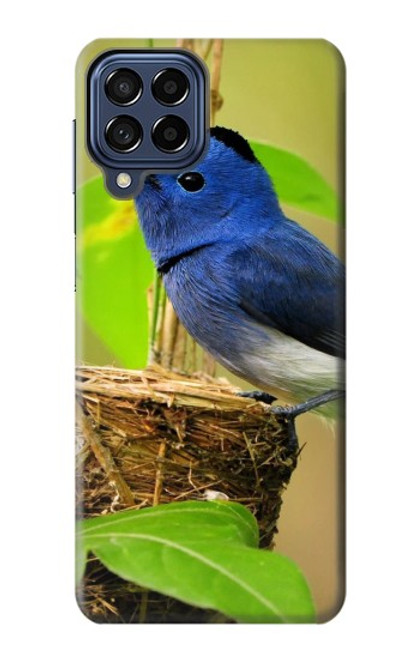 W3839 Oiseau bleu du bonheur Oiseau bleu Etui Coque Housse et Flip Housse Cuir pour Samsung Galaxy M53