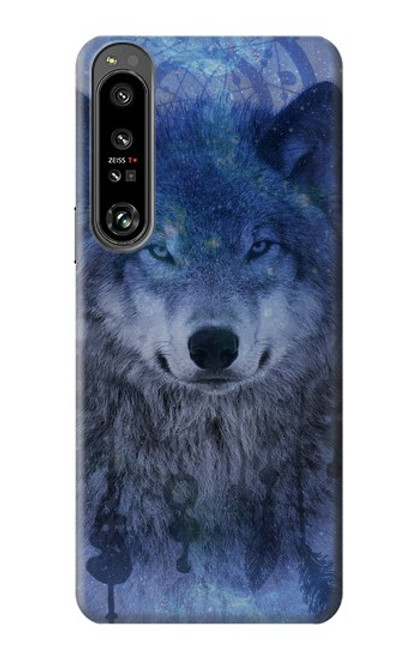 W3410 Loup Dream Catcher Etui Coque Housse et Flip Housse Cuir pour Sony Xperia 1 IV