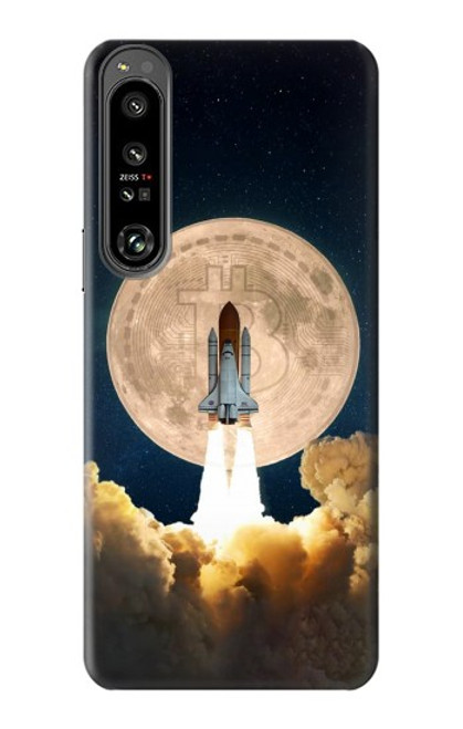 W3859 Bitcoin à la Lune Etui Coque Housse et Flip Housse Cuir pour Sony Xperia 1 IV