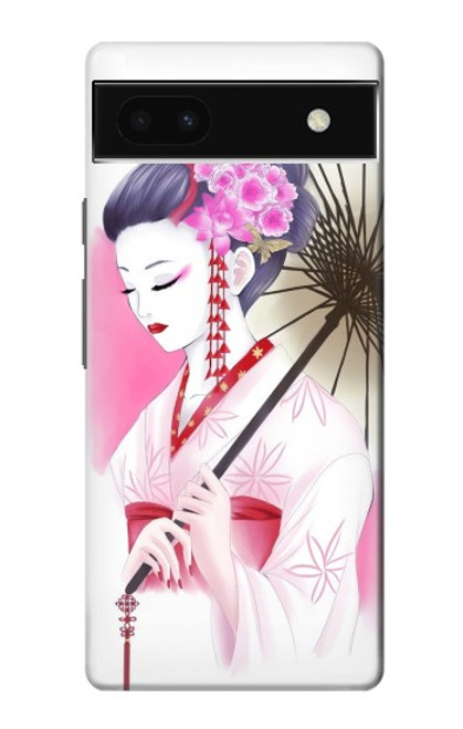 W2579 Traditionnelle japonaise Geisha Kimono Etui Coque Housse et Flip Housse Cuir pour Google Pixel 6a