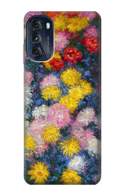 W3342 Claude Monet Chrysanthèmes Etui Coque Housse et Flip Housse Cuir pour Motorola Moto G (2022)