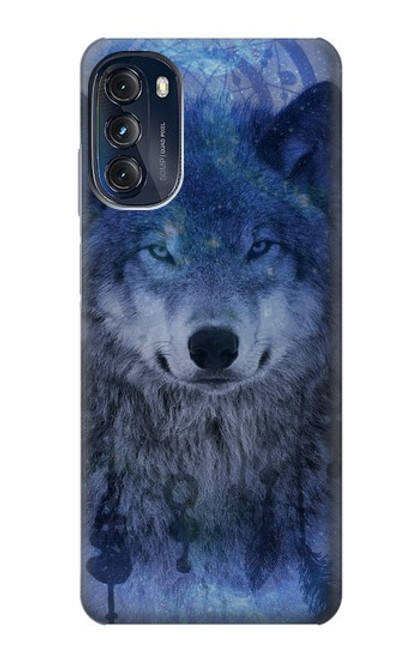 W3410 Loup Dream Catcher Etui Coque Housse et Flip Housse Cuir pour Motorola Moto G (2022)