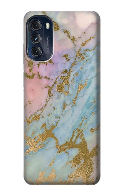 W3717 Imprimé graphique en marbre bleu pastel or rose Etui Coque Housse et Flip Housse Cuir pour Motorola Moto G (2022)