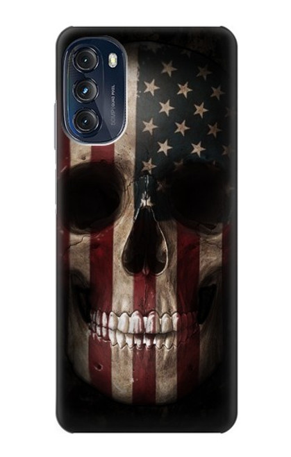 W3850 Crâne de drapeau américain Etui Coque Housse et Flip Housse Cuir pour Motorola Moto G (2022)