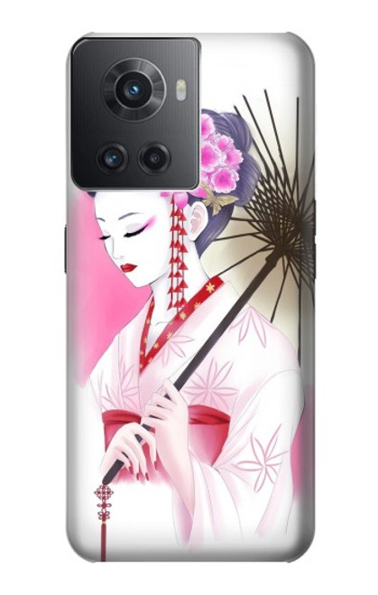 W2579 Traditionnelle japonaise Geisha Kimono Etui Coque Housse et Flip Housse Cuir pour OnePlus Ace