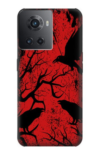 W3325 Corbeau Noir Sang Arbre Etui Coque Housse et Flip Housse Cuir pour OnePlus Ace