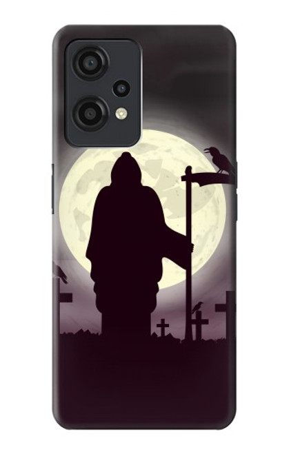 W3262 Lune de nuit faucheuse cimetière Etui Coque Housse et Flip Housse Cuir pour OnePlus Nord CE 2 Lite 5G