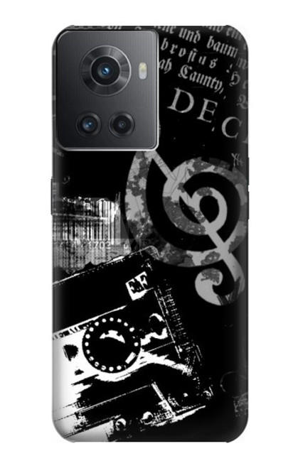 W3197 Musique Cassette note Etui Coque Housse et Flip Housse Cuir pour OnePlus 10R